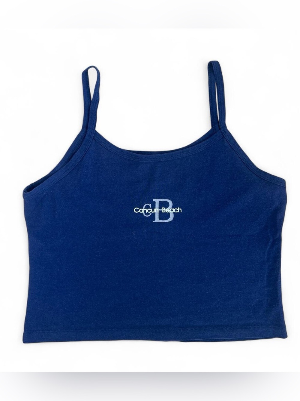 Y2K Vintage Cancun Beach Navy Blue Tank Cami Size Large
